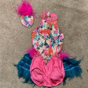 Girls dance costume with head piece.